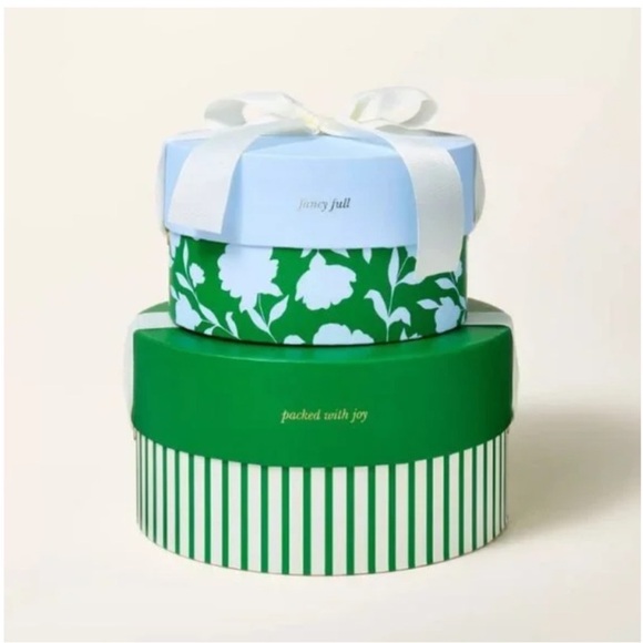 kate spade Other - Kate Spade x Target Round Gift Box Set of 2 Green Stripe Classic Rose Hat Box